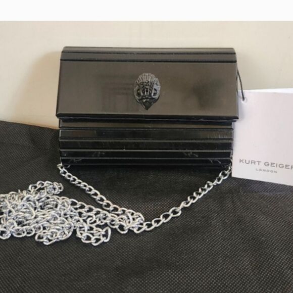 NWT Kurt Geiger "Party Eagle" Black Acrylic Clutch Shoulder Chain Mini Bag $99 - Picture 2 of 13